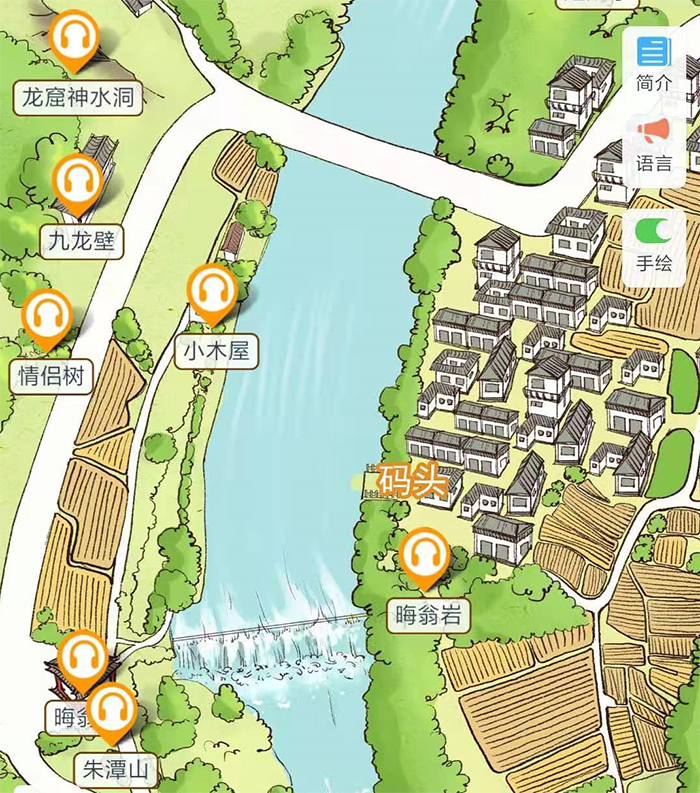 浙江麗水朱潭山手繪地圖上線，更有語音講解，電子導覽等智能導覽系統(tǒng).png